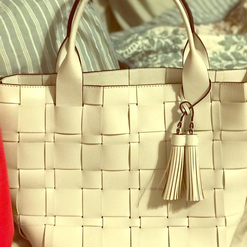 Michael Kors White Woven Medium Purse
